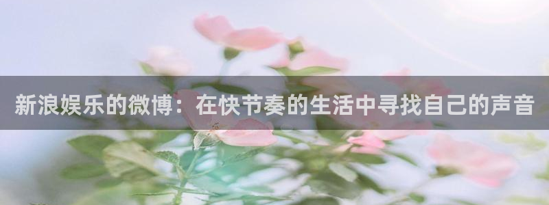 开丰娱乐平台管网入口：新浪娱乐的微博：在快节奏的生活中寻找自己的声音
